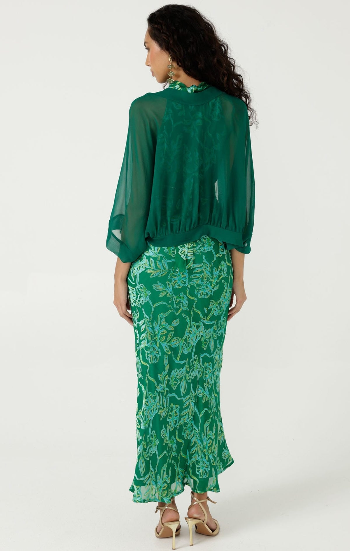 Sheer Silk Kimono In Green by Sacha Drake - image 7