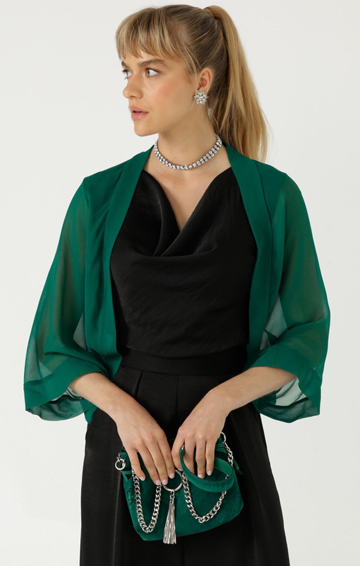 Sheer Silk Kimono In Green by Sacha Drake - image 4