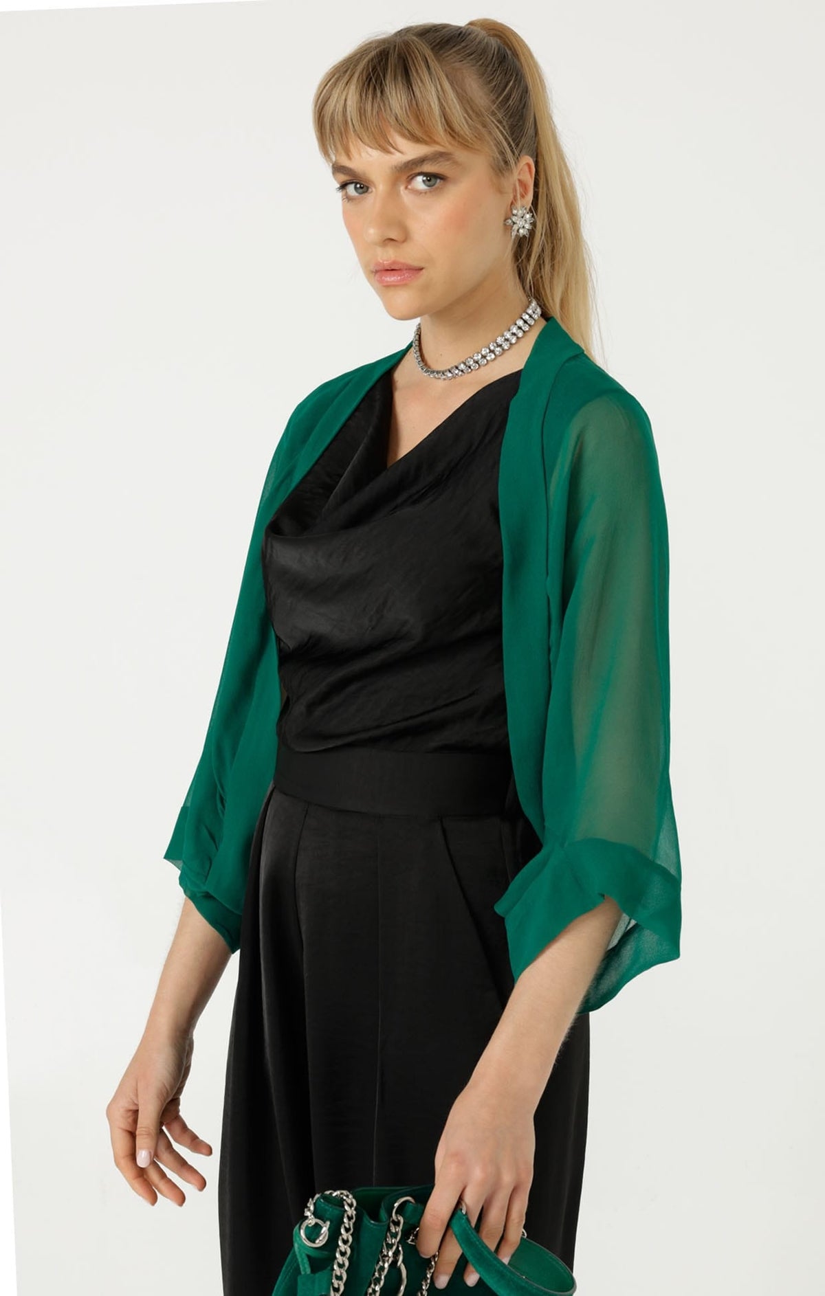 Sheer Silk Kimono In Green by Sacha Drake - image 5