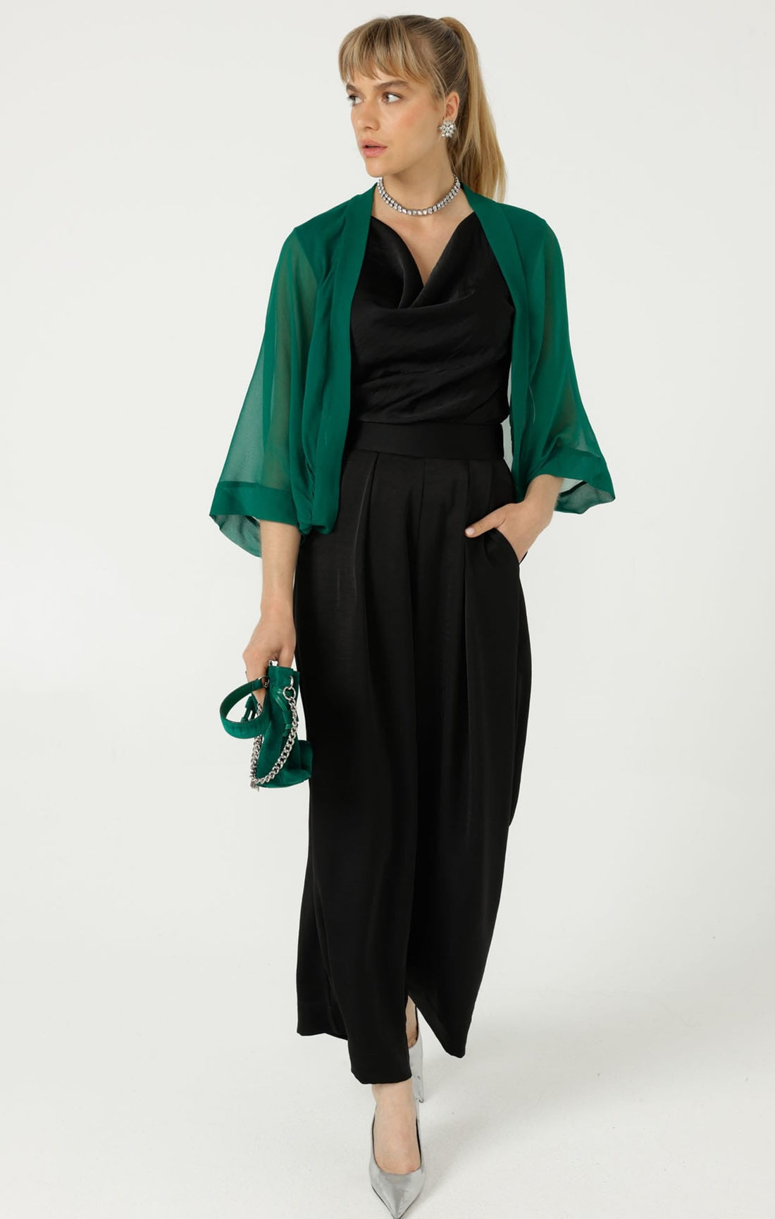 Sheer Silk Kimono In Green by Sacha Drake