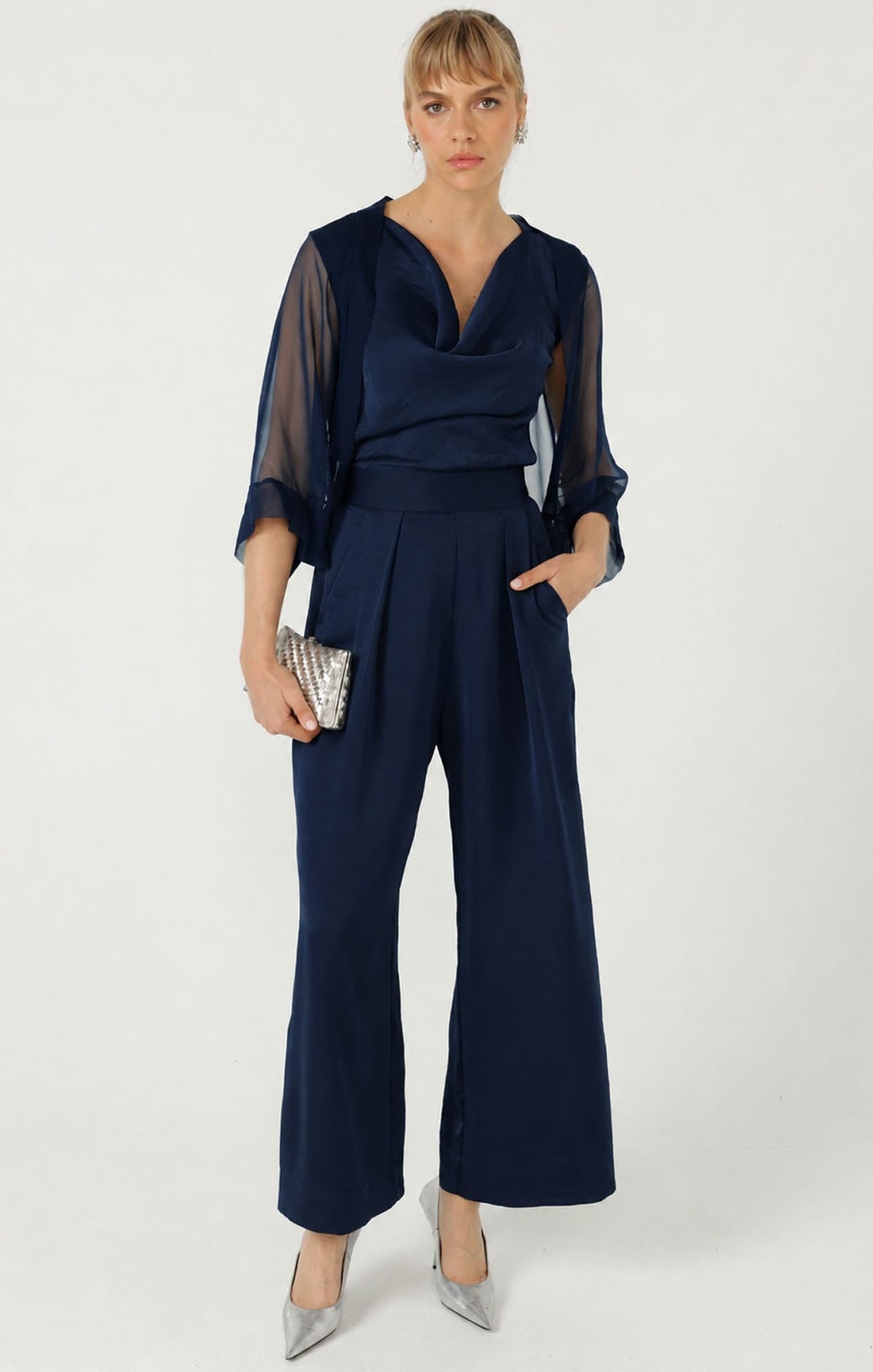 Sheer Silk Kimono In Navy by Sacha Drake - image 2
