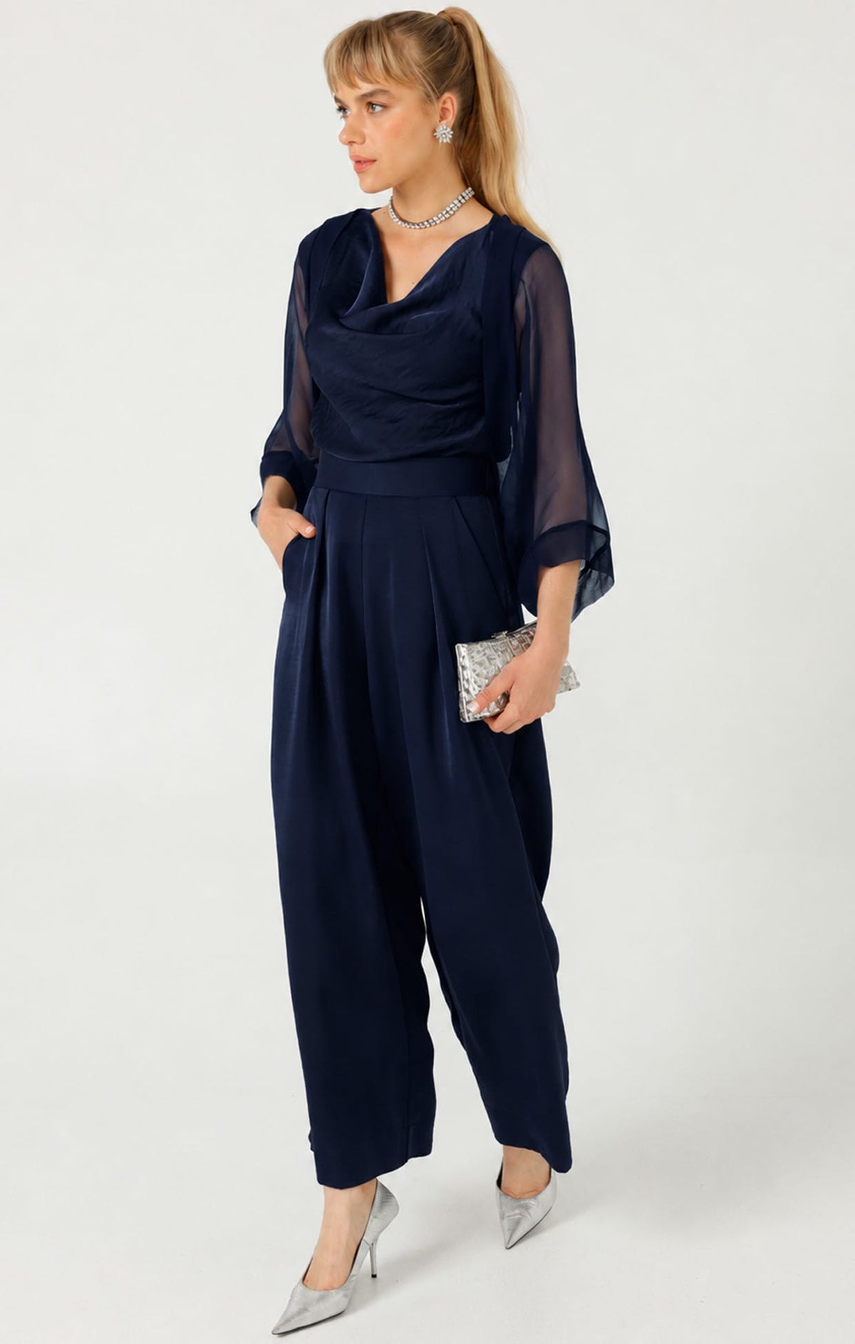 Sheer Silk Kimono In Navy by Sacha Drake - image 4