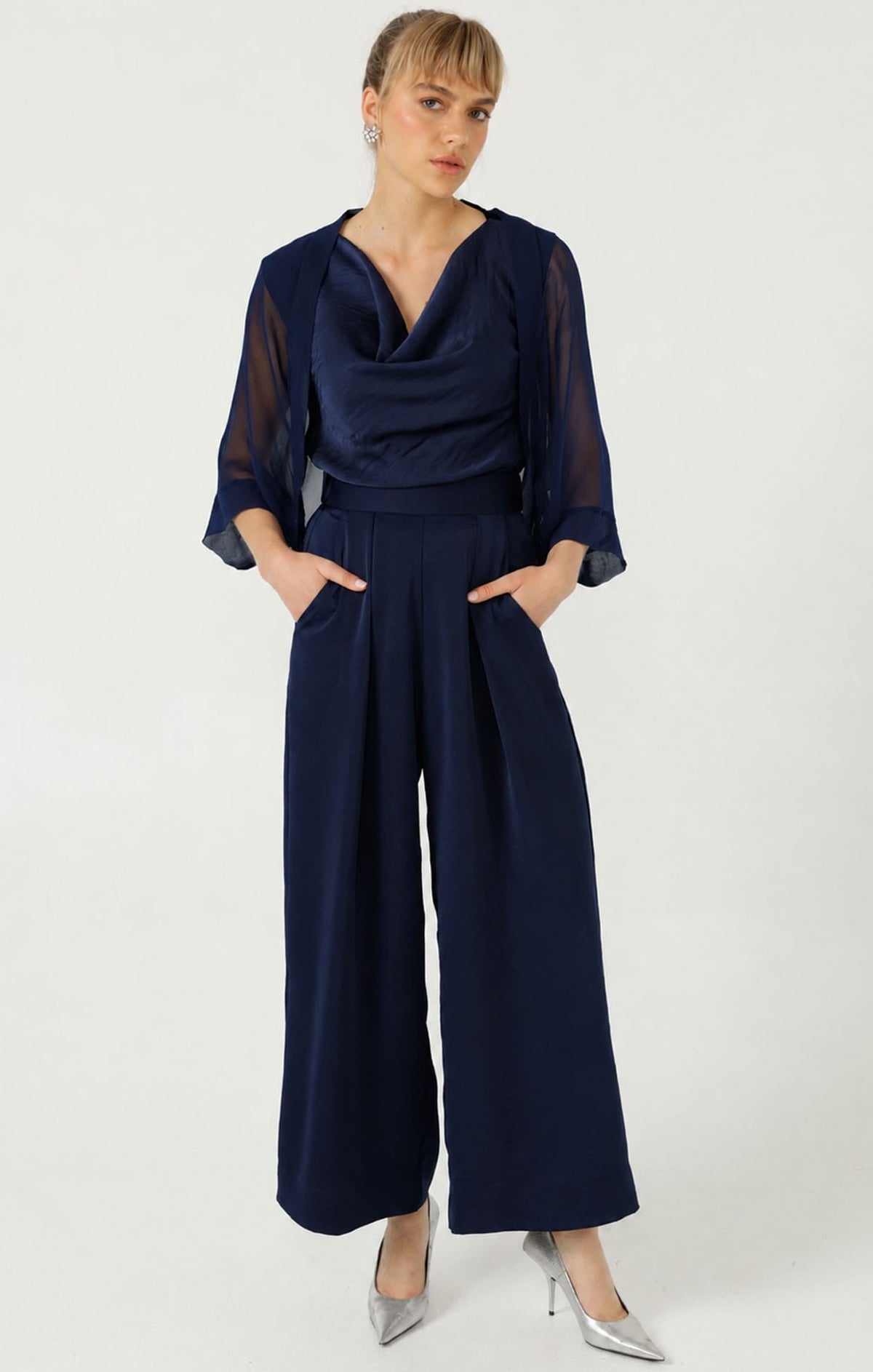 Sheer Silk Kimono In Navy by Sacha Drake - image 3