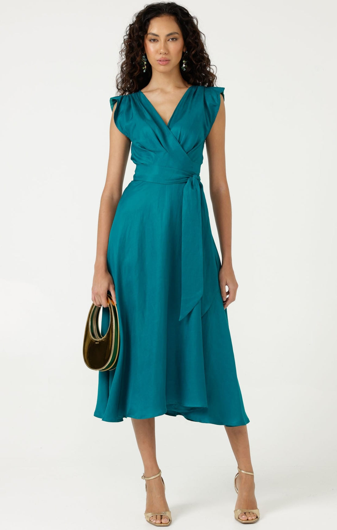 Xenia Wrap Dress In Peacock by Sacha Drake
