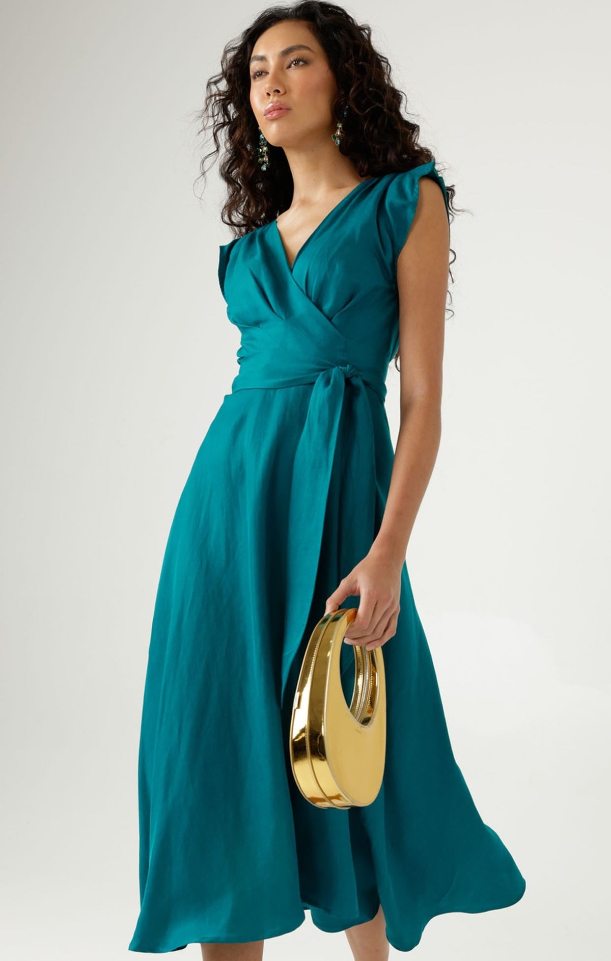 Xenia Wrap Dress In Peacock by Sacha Drake - image 4