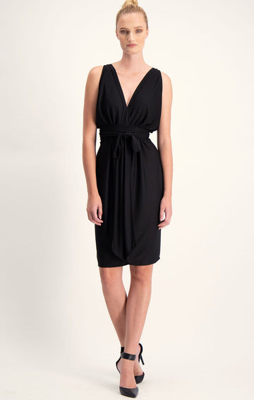 Column Drape Dress In Black by Sacha Drake