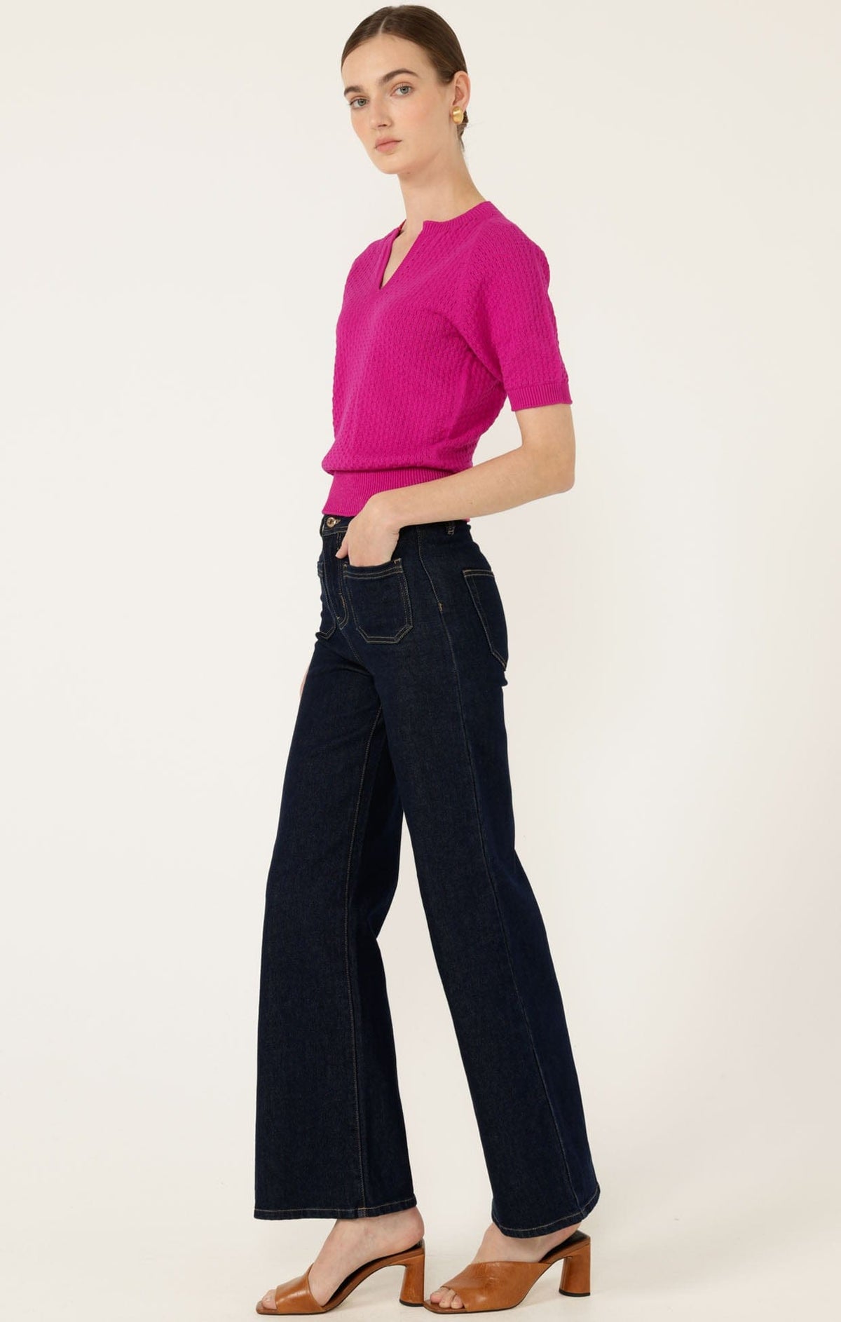 Henley Knit Top In Fuchsia by Sacha Drake - image 7