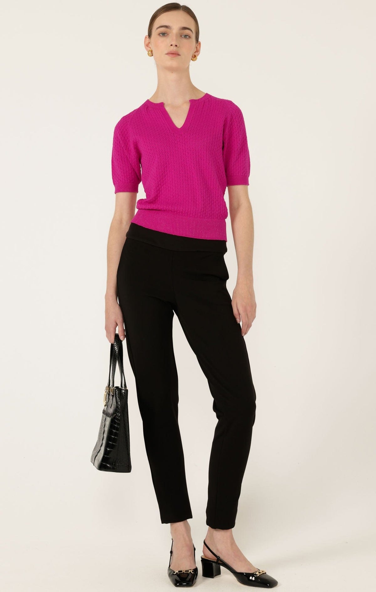 Henley Knit Top In Fuchsia by Sacha Drake - image 4