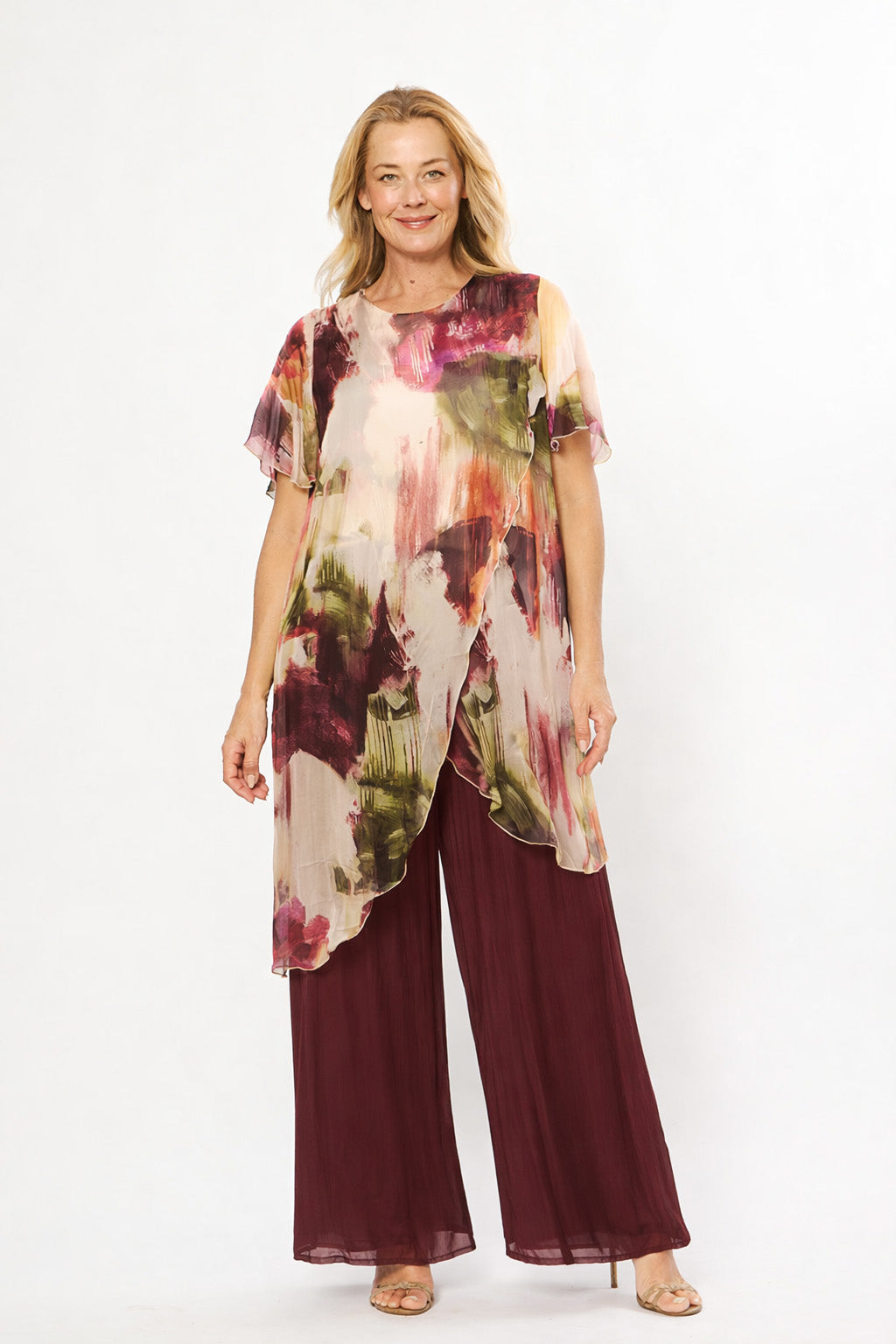 wine wide leg pants women lightweight flowy pants matching set burgundy outfit Showies Boutique Australia