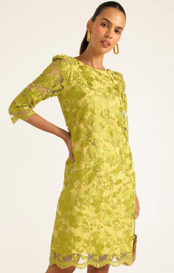 Elegant chartreuse shift event dress