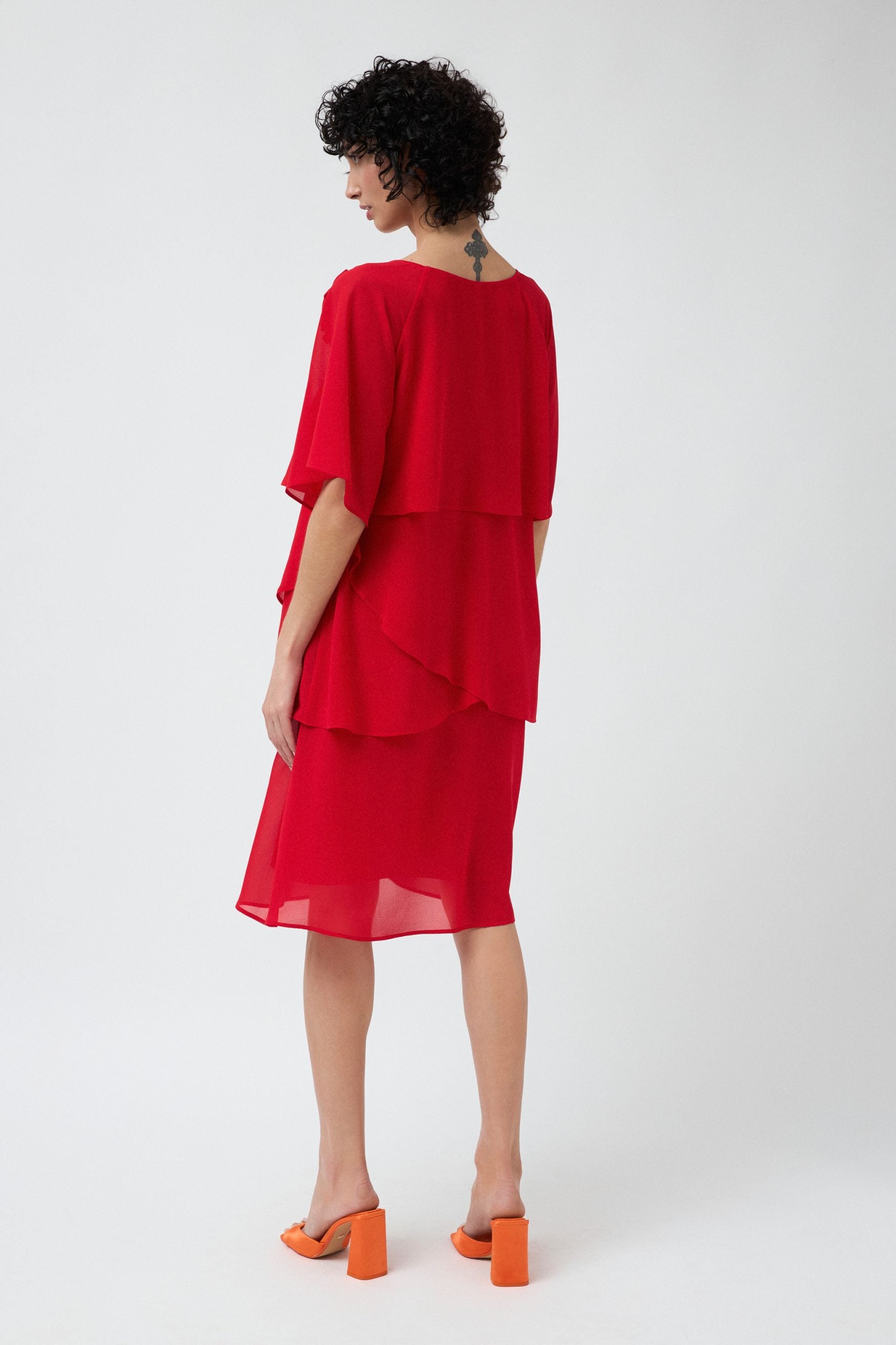Lluc red dress layered feminine style