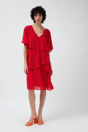 Red layered Lluc dress ruffle V-neck