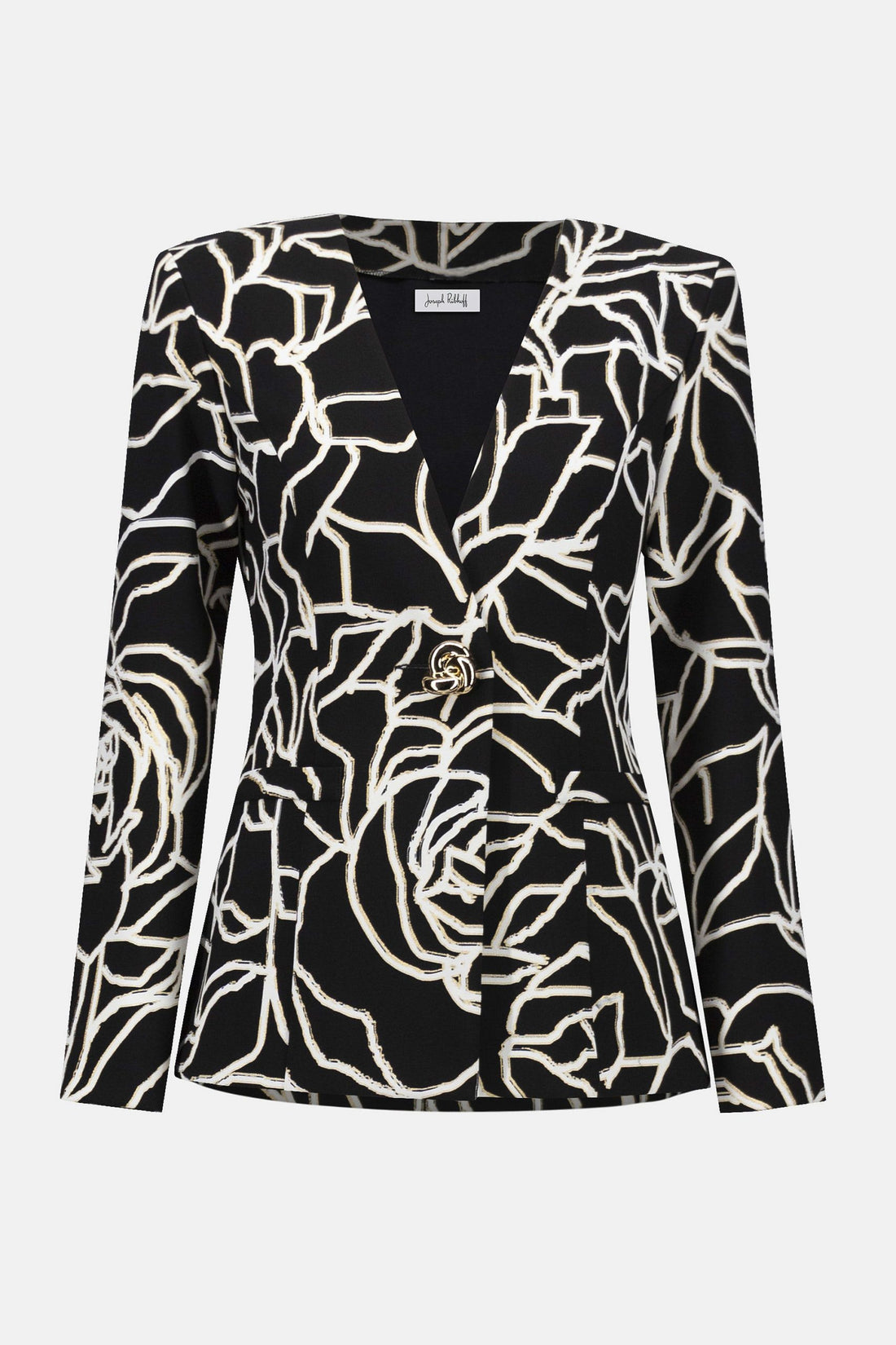 Lux Foiled Floral Blazer | Gold Print Statement Jacket