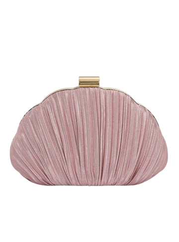 Elegant Pink Pleated Clutch Bag with Gold Clasp | Elegant Pleated Clutch Bag Australia