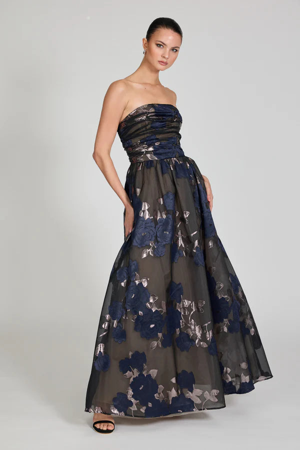 Merci Strapless Gown | Printed Maxi Formal Dress