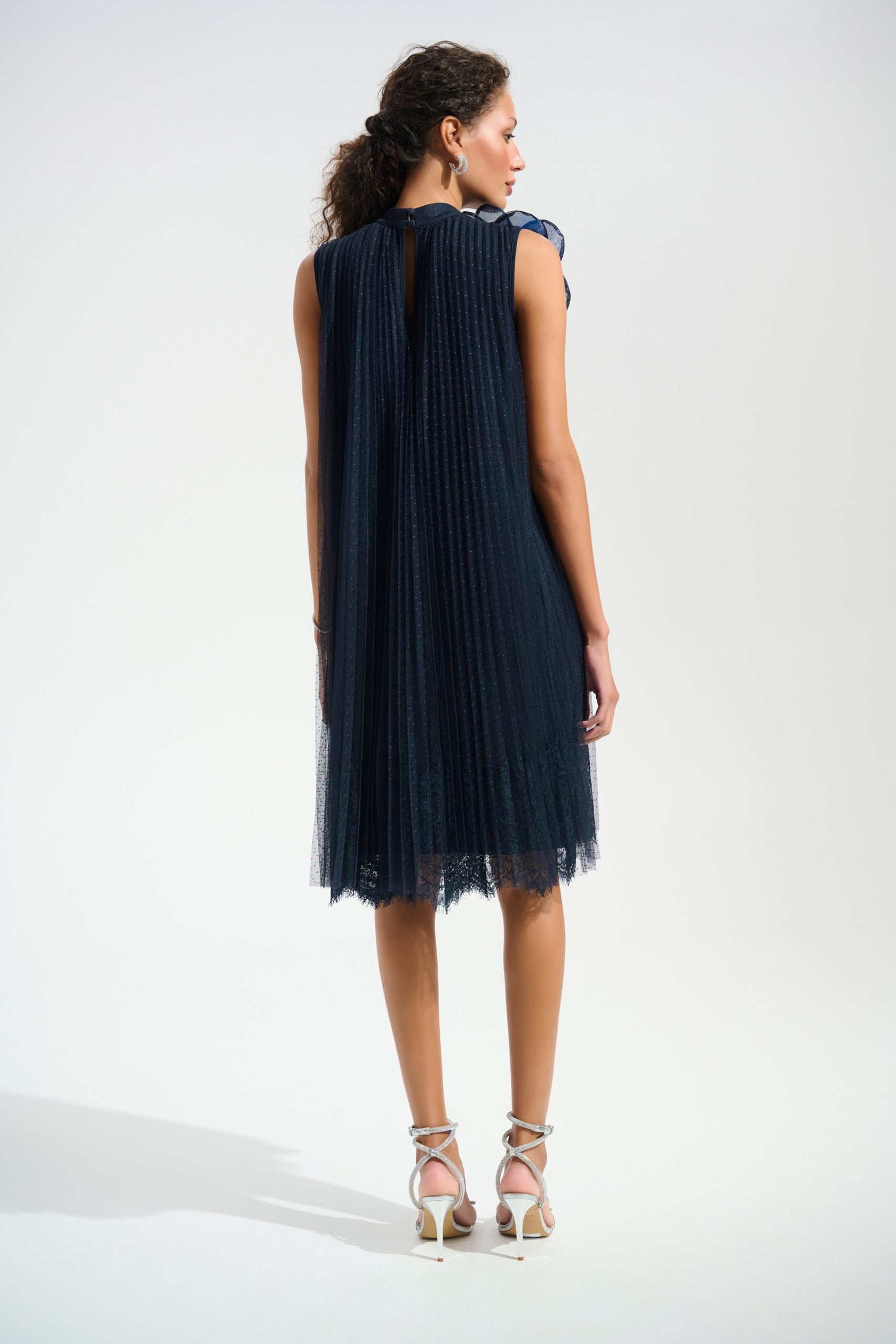 Mesh lace dress with floral organza accents