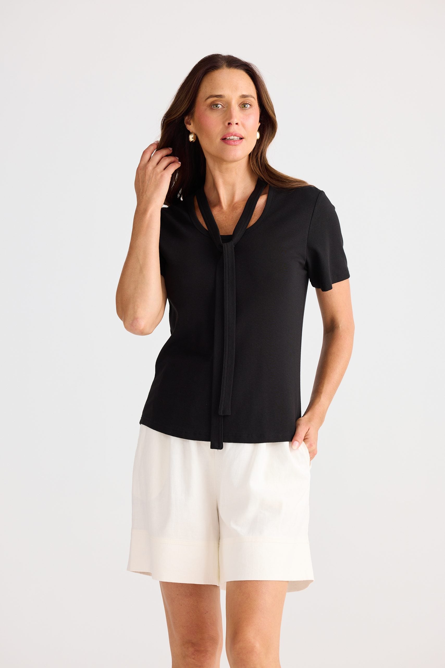 Naomi tie neck jersey top Australia