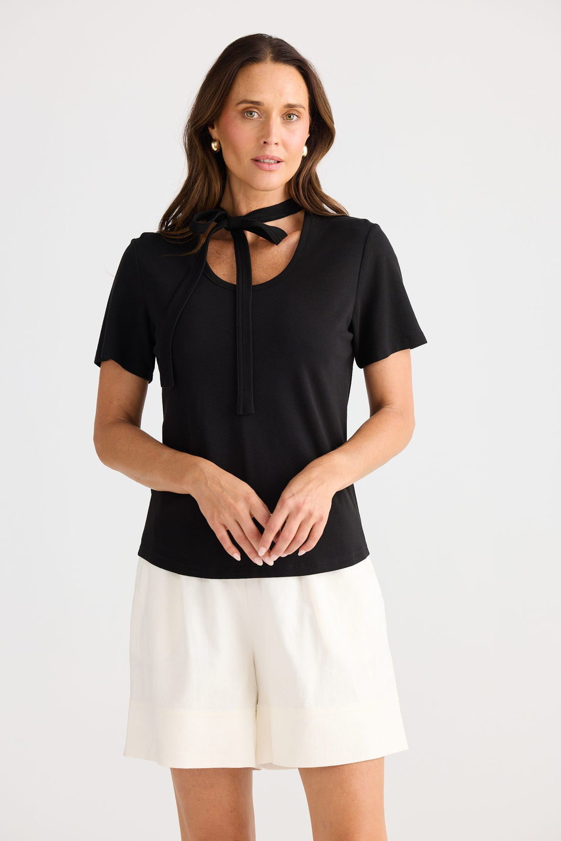 Naomi Tee | Tie Neck Jersey Top Australia