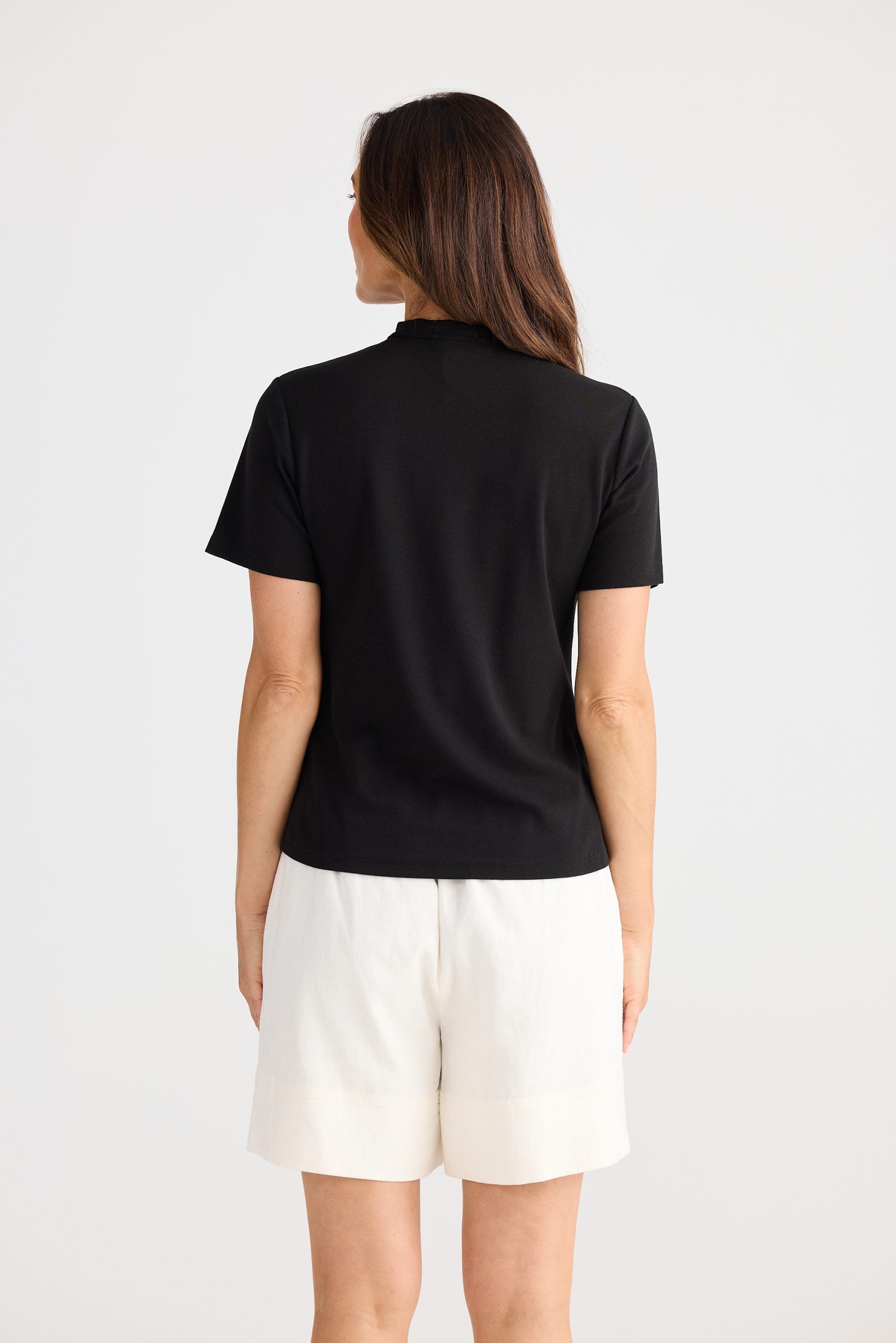 Naomi black jersey tie neck tee