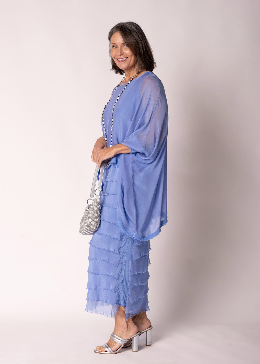Netty Silk Dress in Positano Blue | 100% Silk Dress Australia