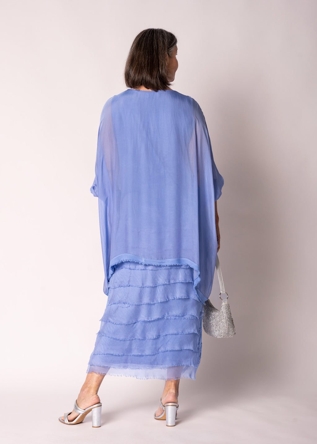 Netty blue silk dress women
