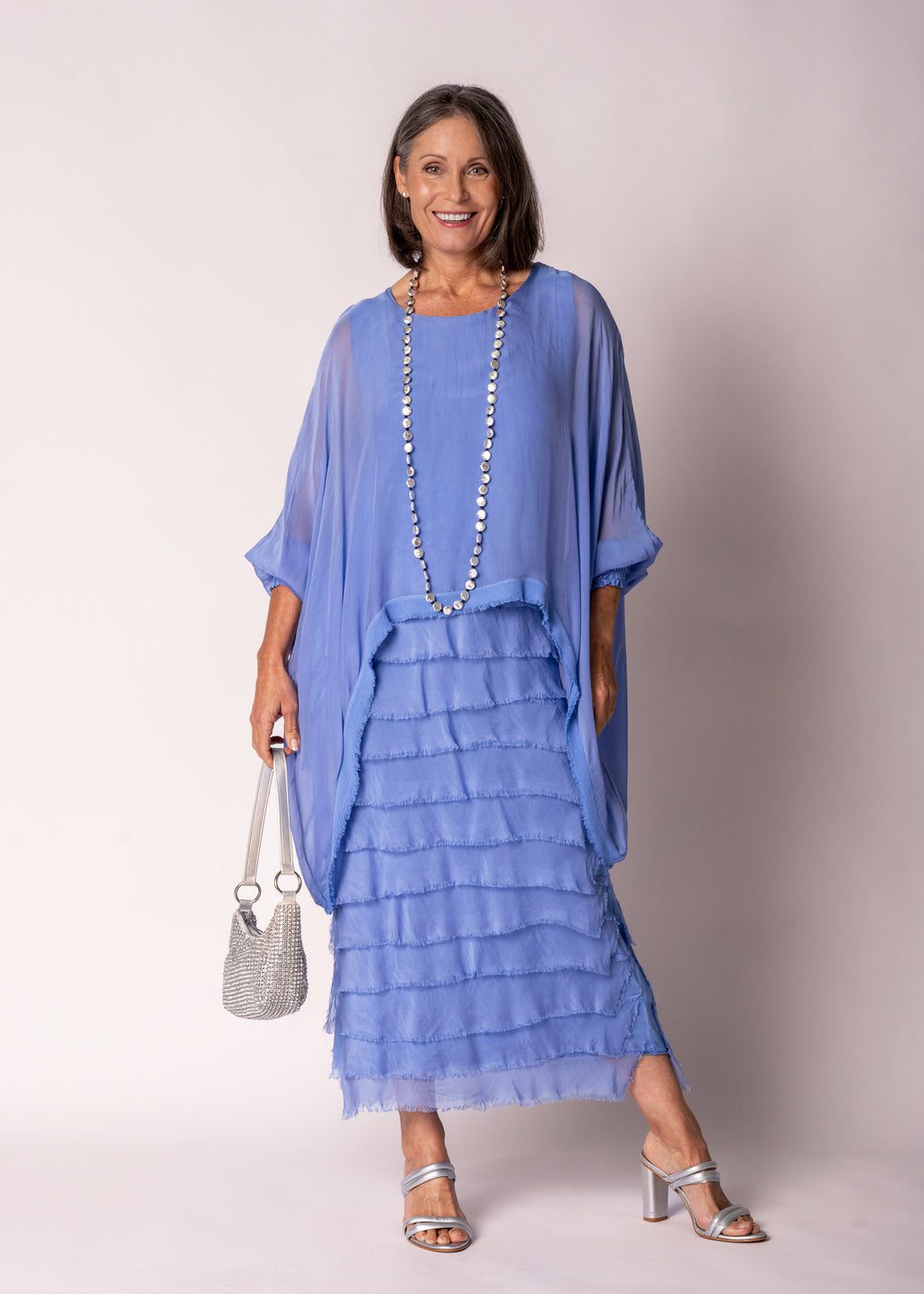 Netty silk dress Positano blue
