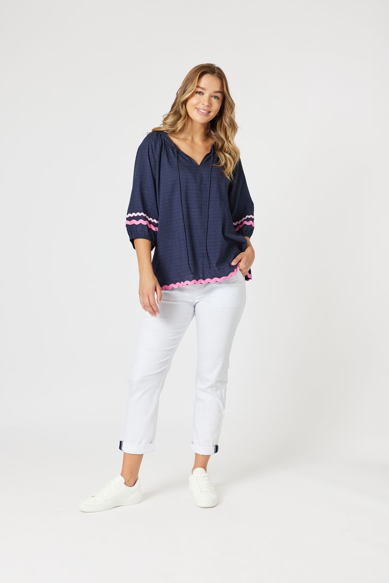 High-rise pull-on denim Isabella pants