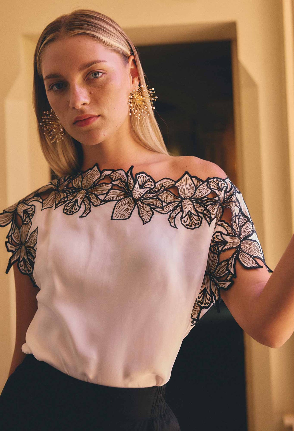 Ivory Bloom Floral Embroidered Top