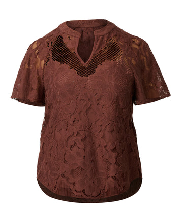 Burgundy Floral Lace Top