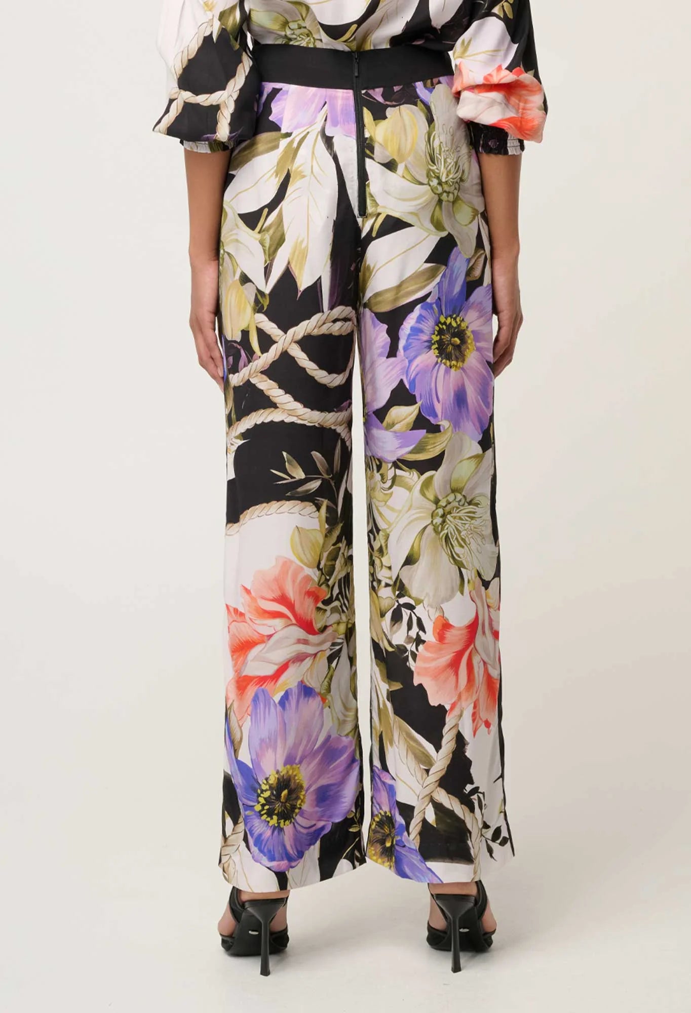 back view floral wide leg pants tangled blossom print women Showies Boutique Australia