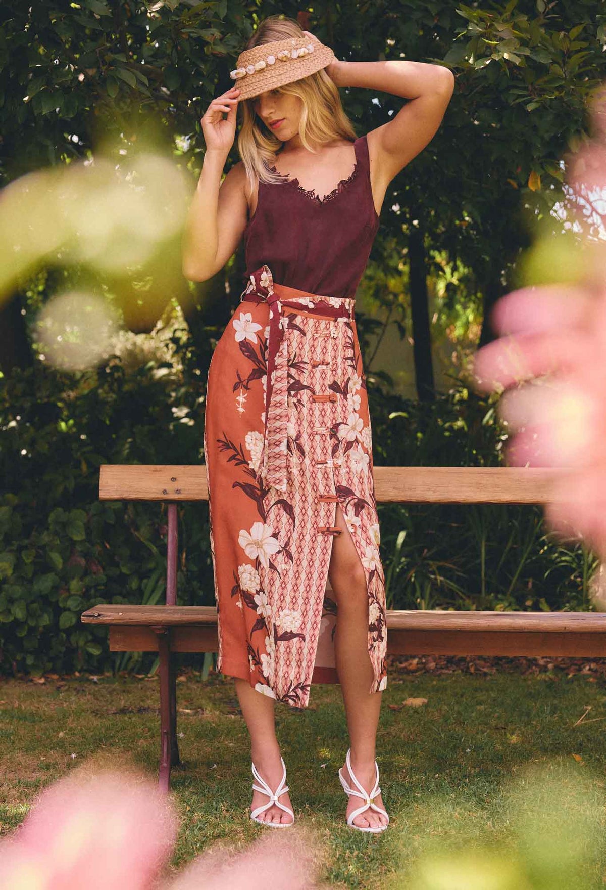 Burgundy Floral Lace Top