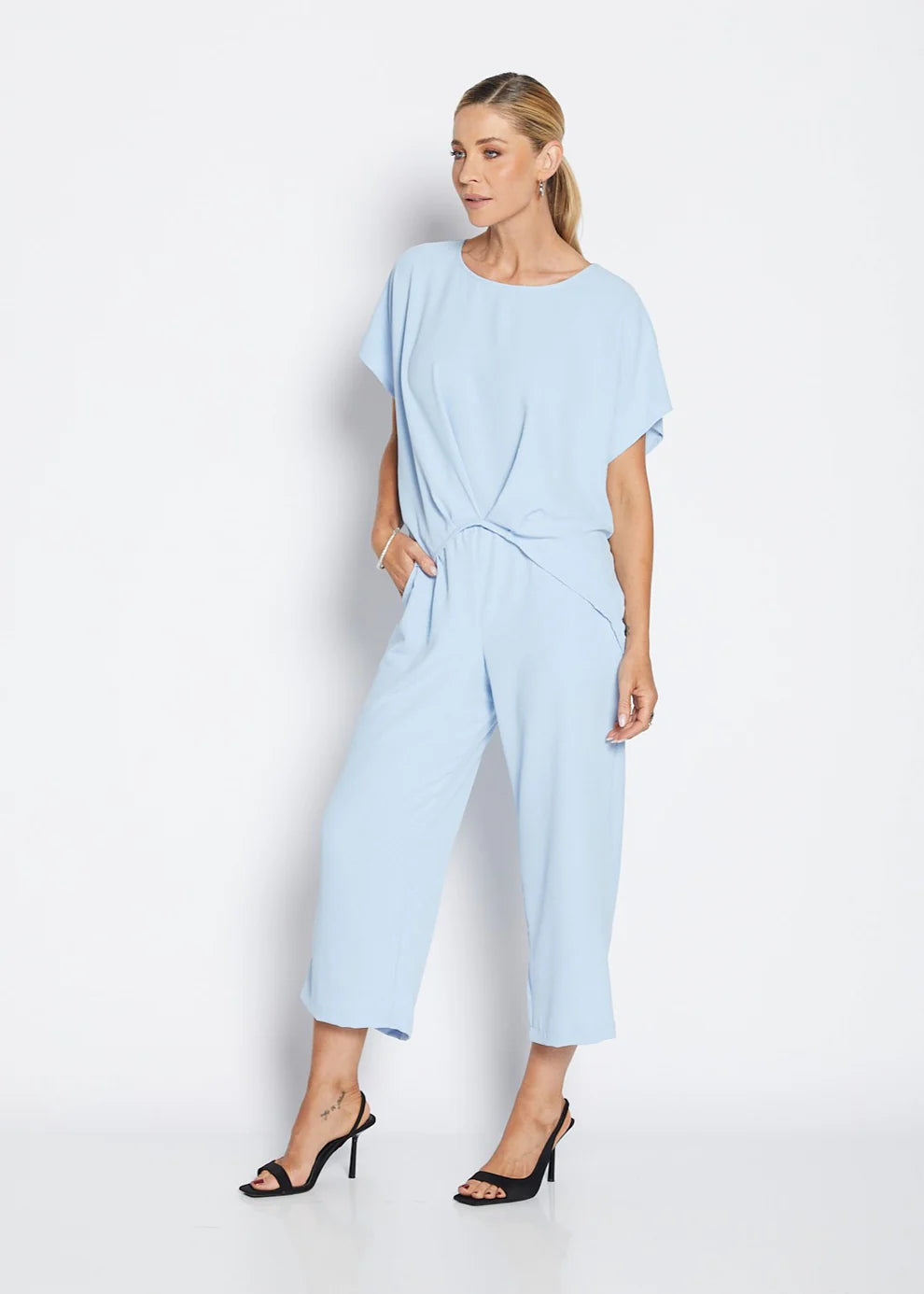 Women’s sky blue designer crepe top Australia