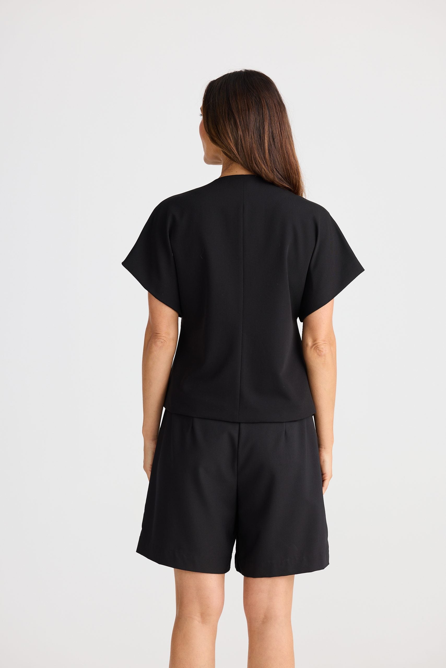 Contemporary sculpted V-neck origami top