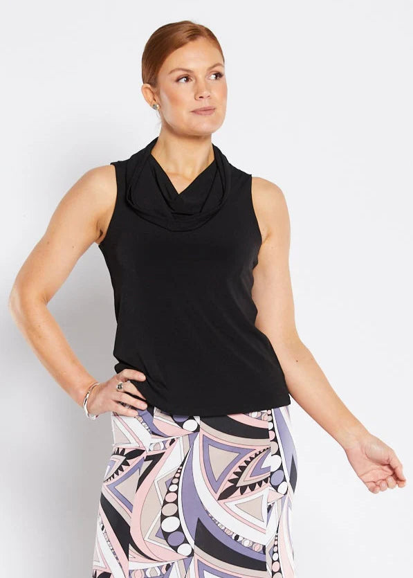 Elegant cowl neck sleeveless blouse