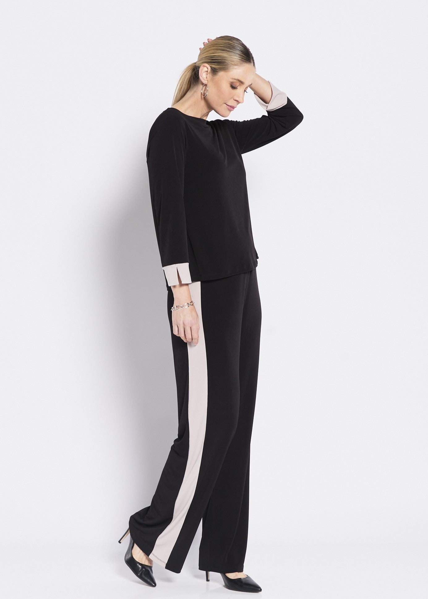 Formula pant set black stripe modern co-ord set women