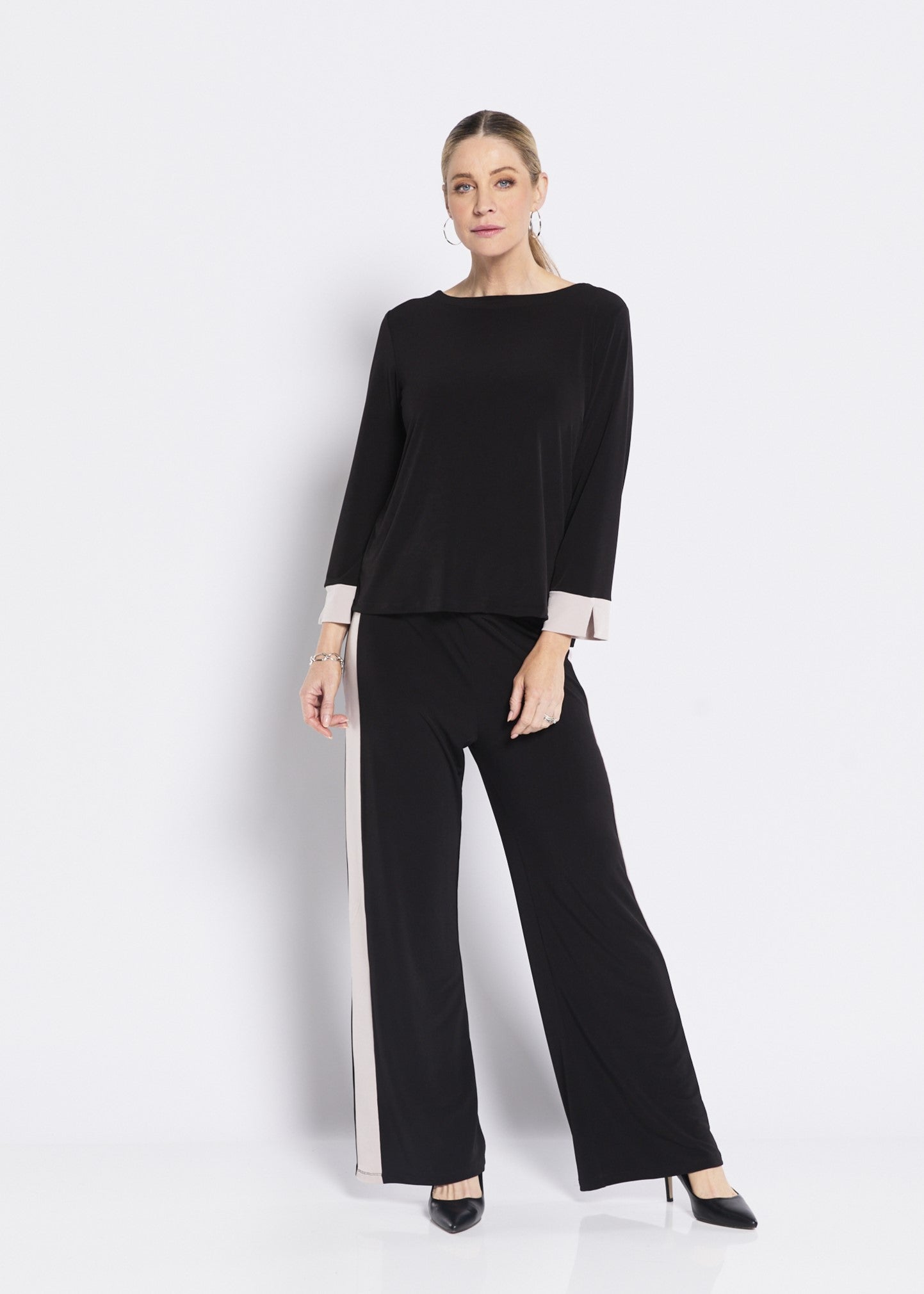 Black stripe co-ord set women formula pant set outfit