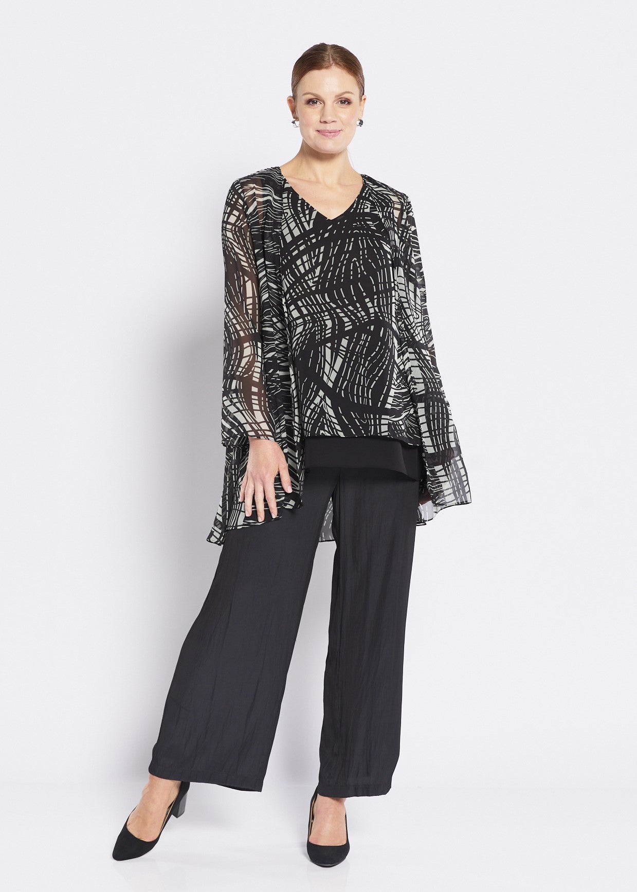 Sheer printed chiffon jacket women lightweight layer