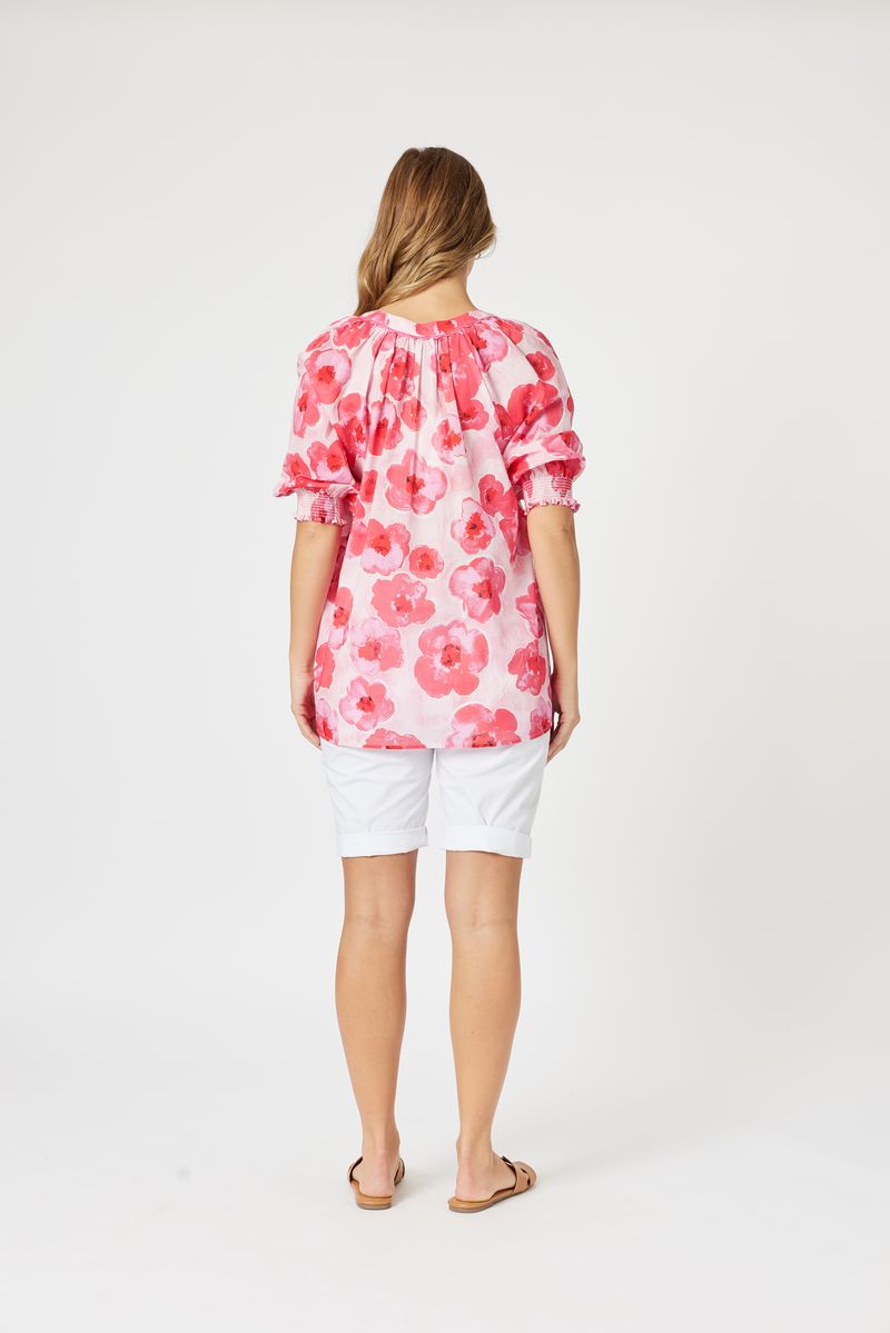 Pink floral cotton top women Australia
