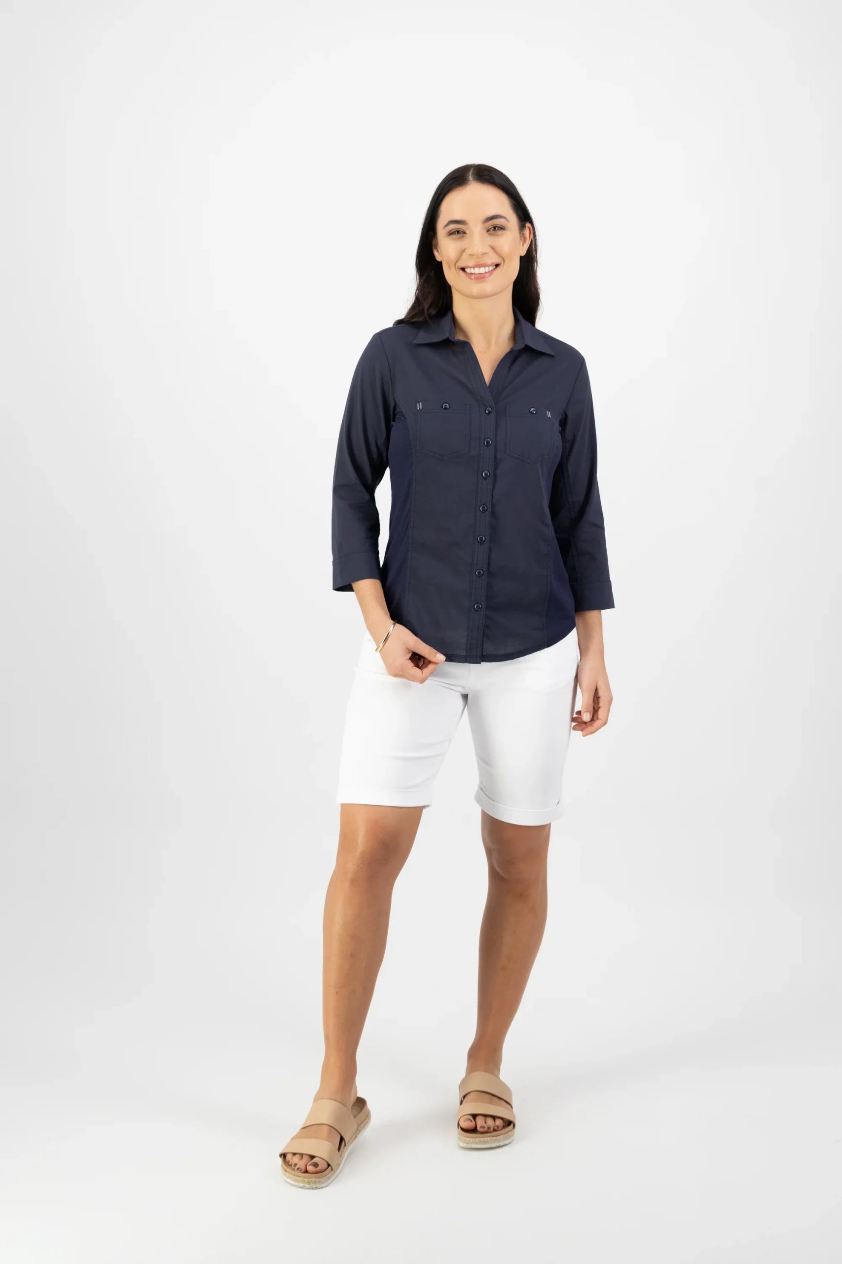 Women’s cotton slim fit shirt Australia navy