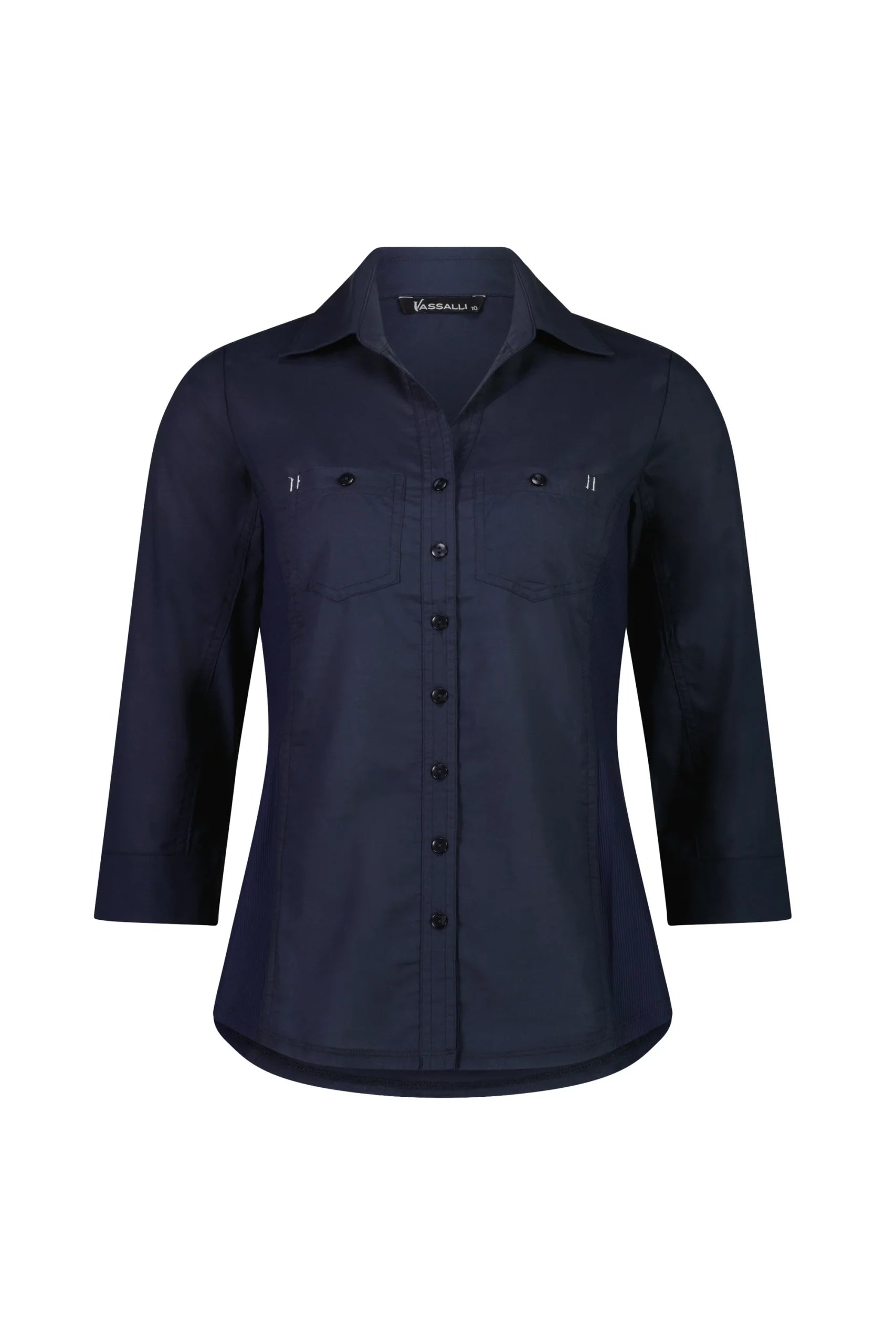 Women’s navy slim fit button shirt Australia

