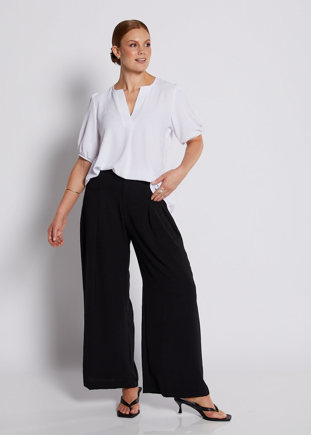 Resort Huckle White and Orange Blouse