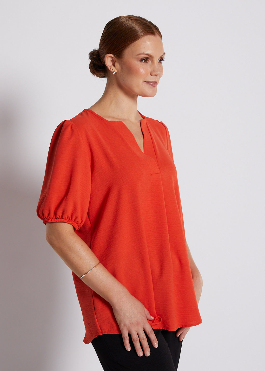 Resort Huckle White and Orange Blouse