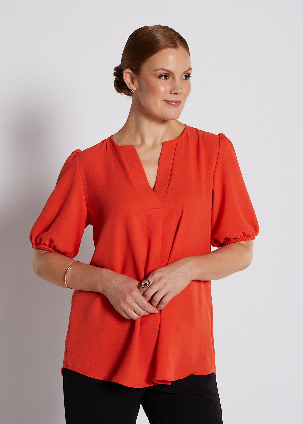 Resort Huckle White and Orange Blouse
