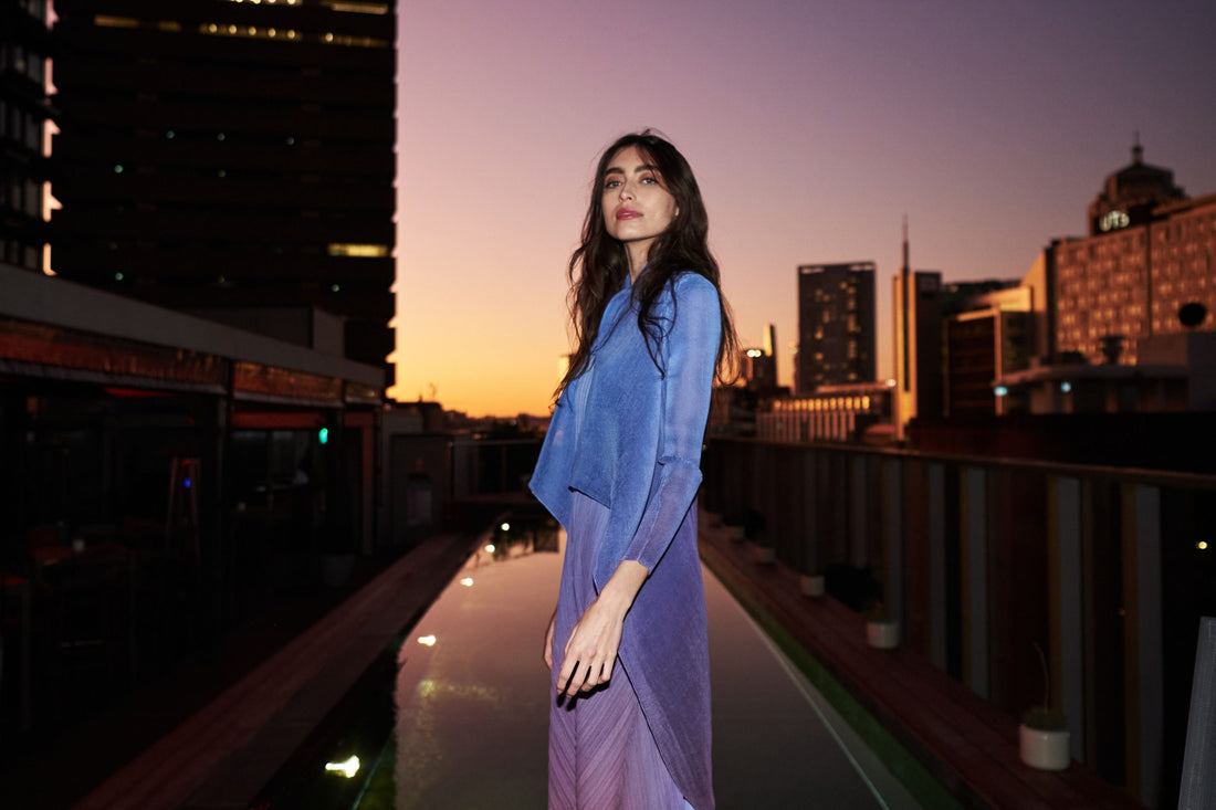 Collare Coat Ombre | Chiffon Wrap Coat Australia