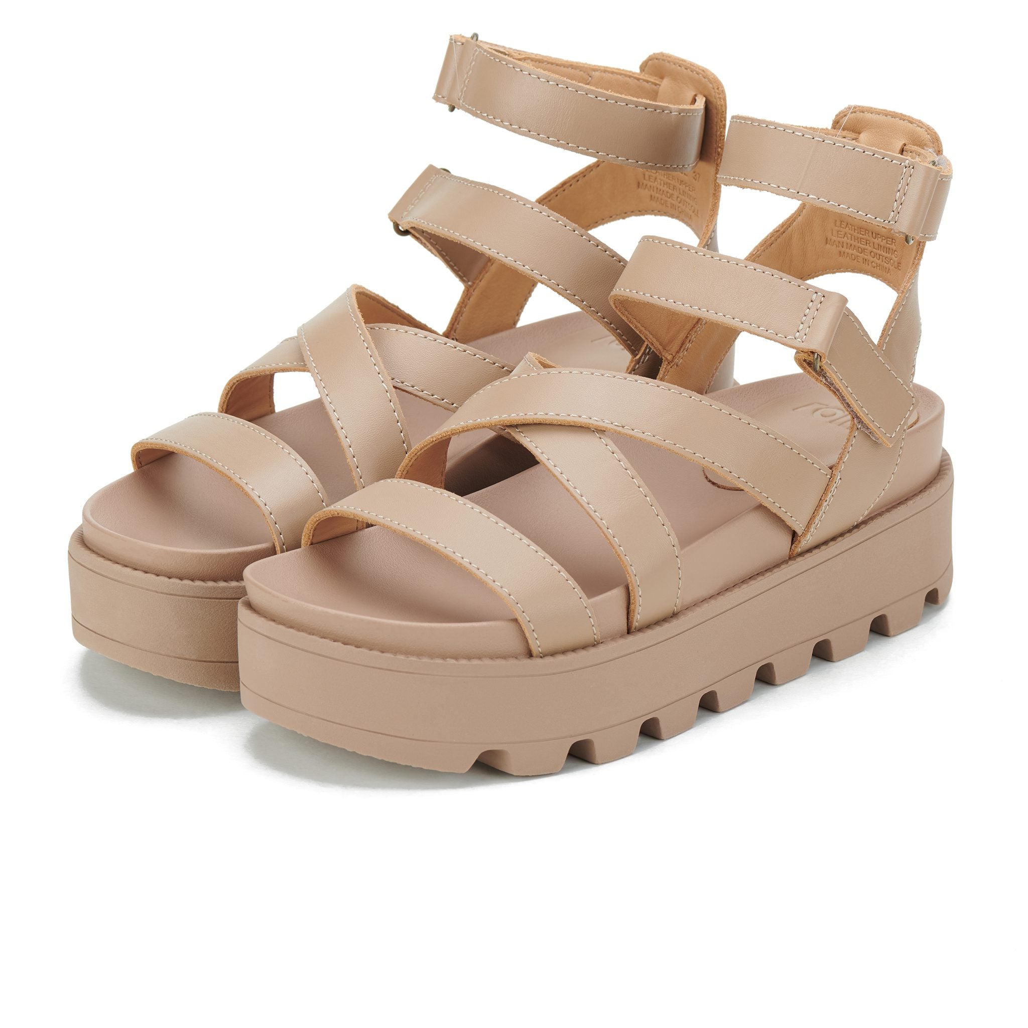 Rollie Zeze Wedge in Latte | Leather Platform Sandal