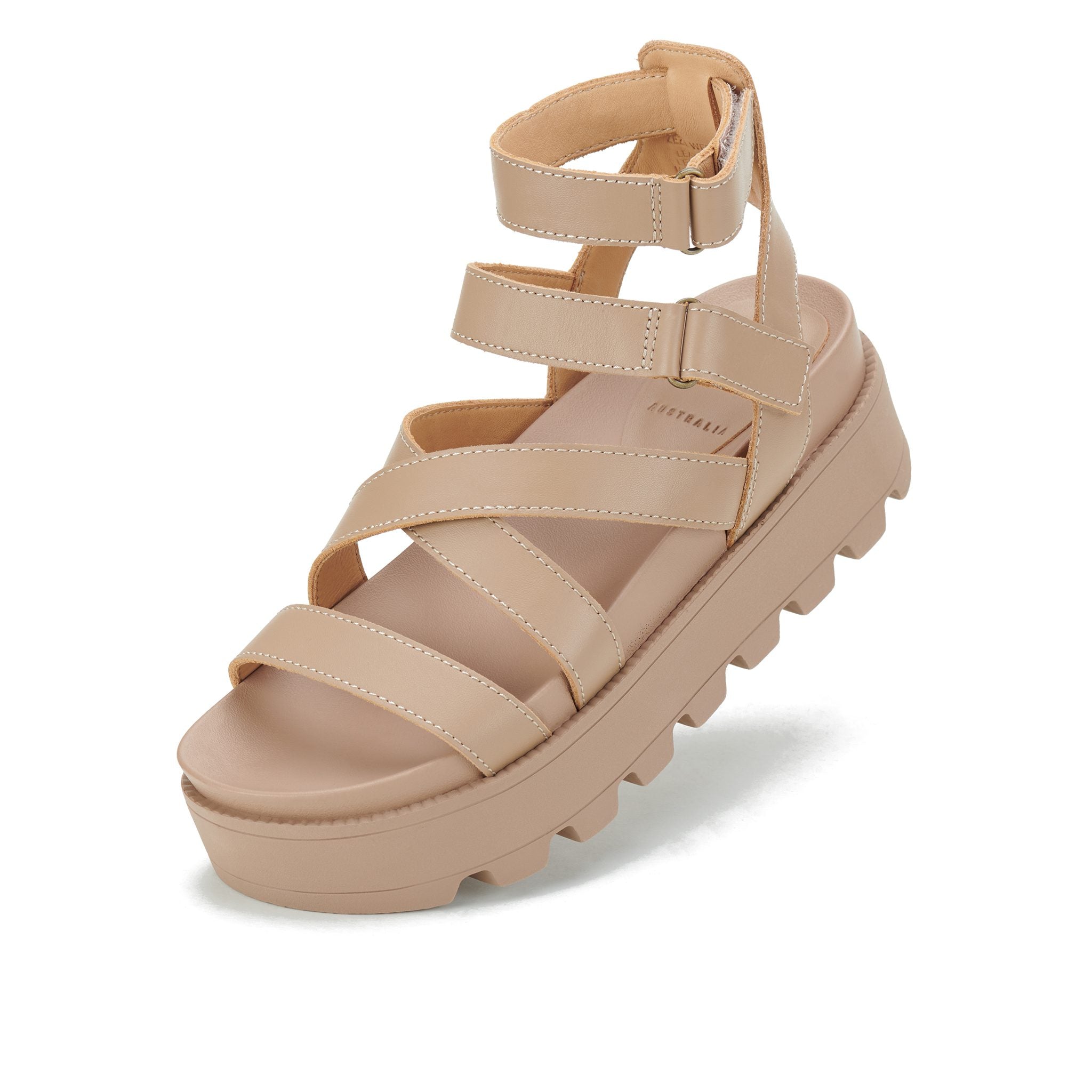 Rollie Zeze Wedge in Latte | Leather Platform Sandal