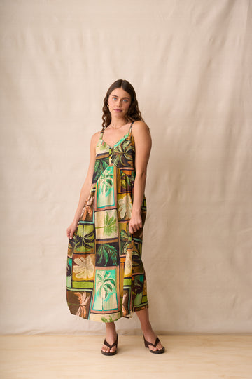 Sunset Palms Printed Midi Dress