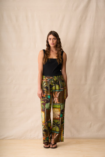 Sunset Palms Printed Relaxed Pants