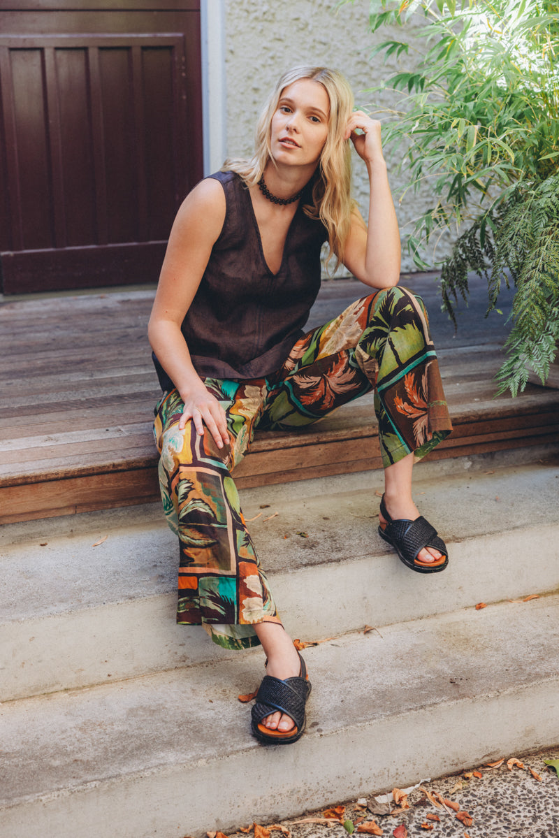 Sunset Palms Printed Relaxed Pants