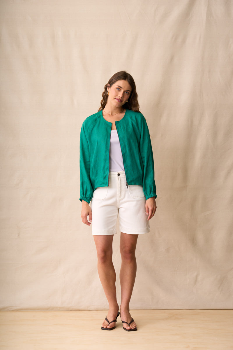 Malachite Zip-Front Relaxed Jacket
